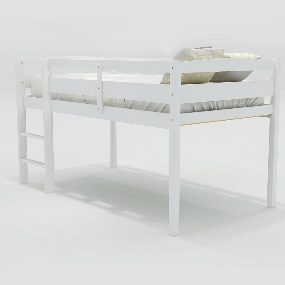 Brown Twin Size Low Loft Bed By Homeroots | Beds | Modishstore - 12