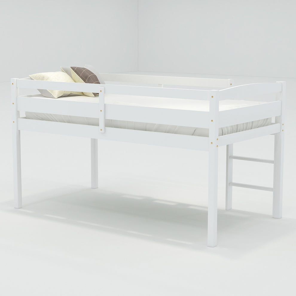 Brown Twin Size Low Loft Bed By Homeroots | Beds | Modishstore - 13