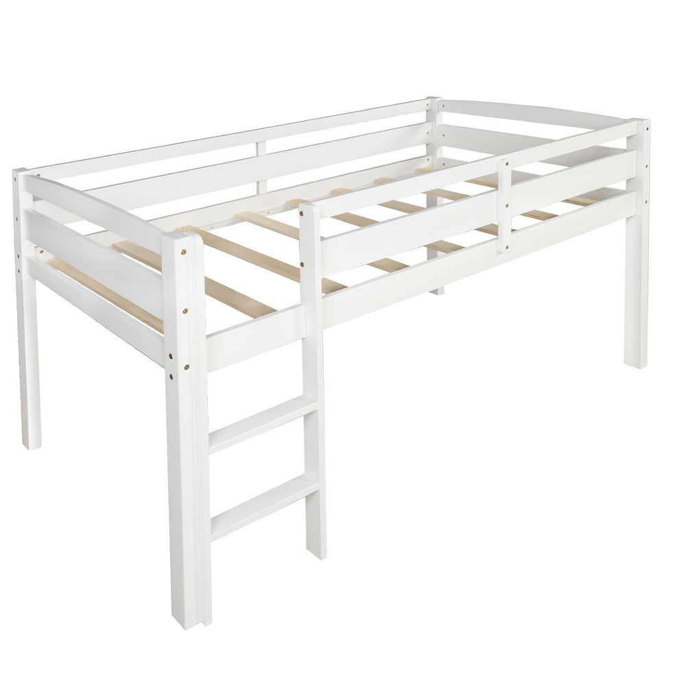 Brown Twin Size Low Loft Bed By Homeroots | Beds | Modishstore - 14