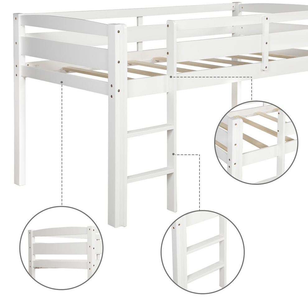 Brown Twin Size Low Loft Bed By Homeroots | Beds | Modishstore - 16
