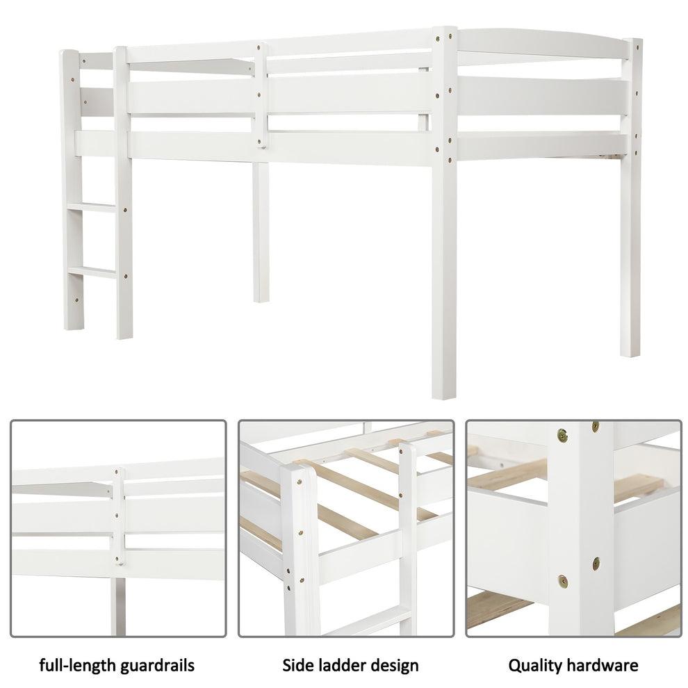 Brown Twin Size Low Loft Bed By Homeroots | Beds | Modishstore - 17