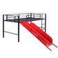 Black Twin Metal Loft Bed With Reinforced Red Slide By Homeroots | Beds | Modishstore - 4