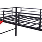 Black Twin Metal Loft Bed With Reinforced Red Slide By Homeroots | Beds | Modishstore - 5