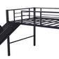 Black Twin Metal Loft Bed With Reinforced Red Slide By Homeroots | Beds | Modishstore - 15