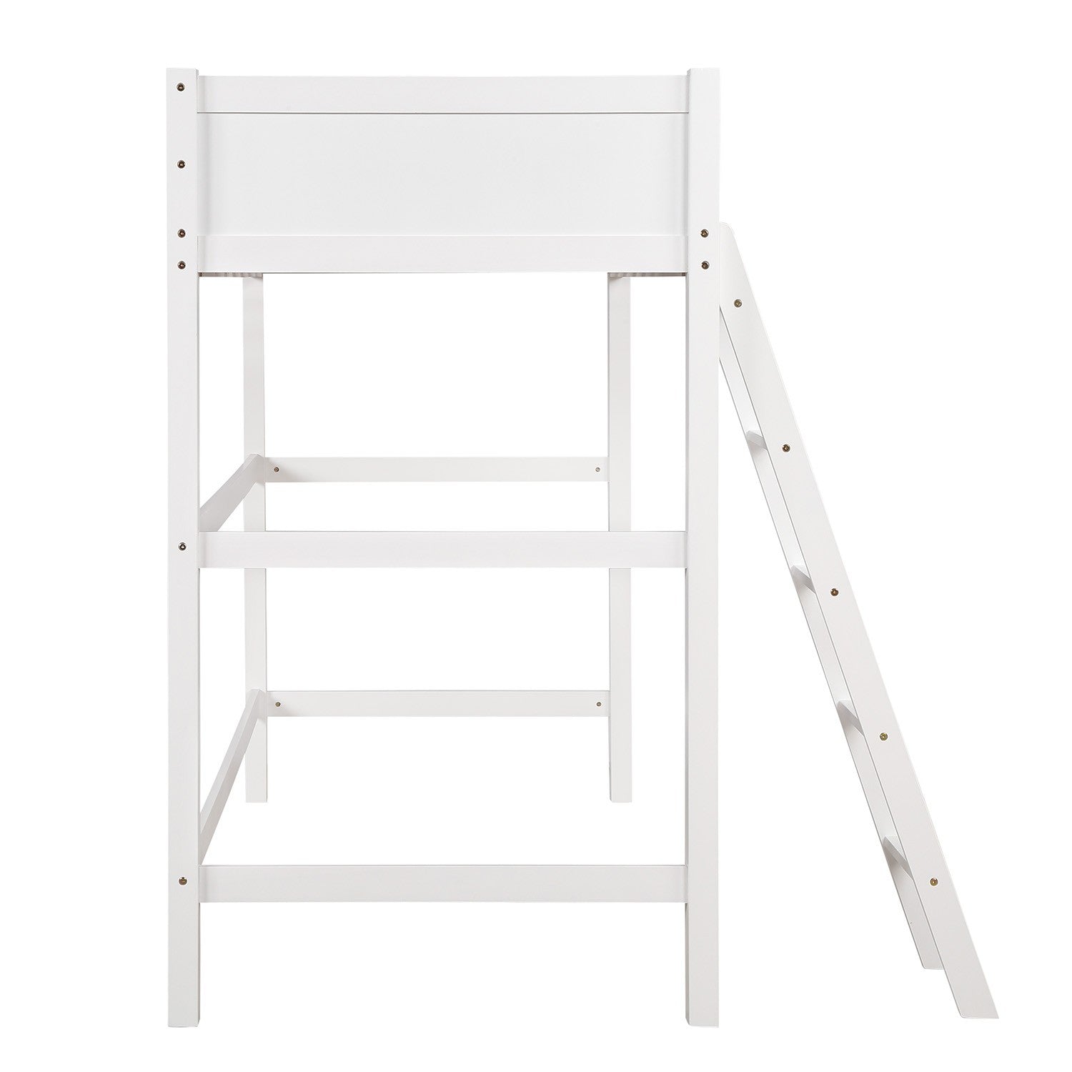 White Twin Size High Loft Bed By Homeroots - 404105 | Beds | Modishstore - 5