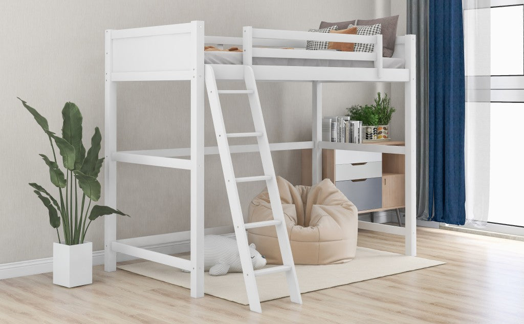 White Twin Size High Loft Bed By Homeroots - 404105 | Beds | Modishstore - 8