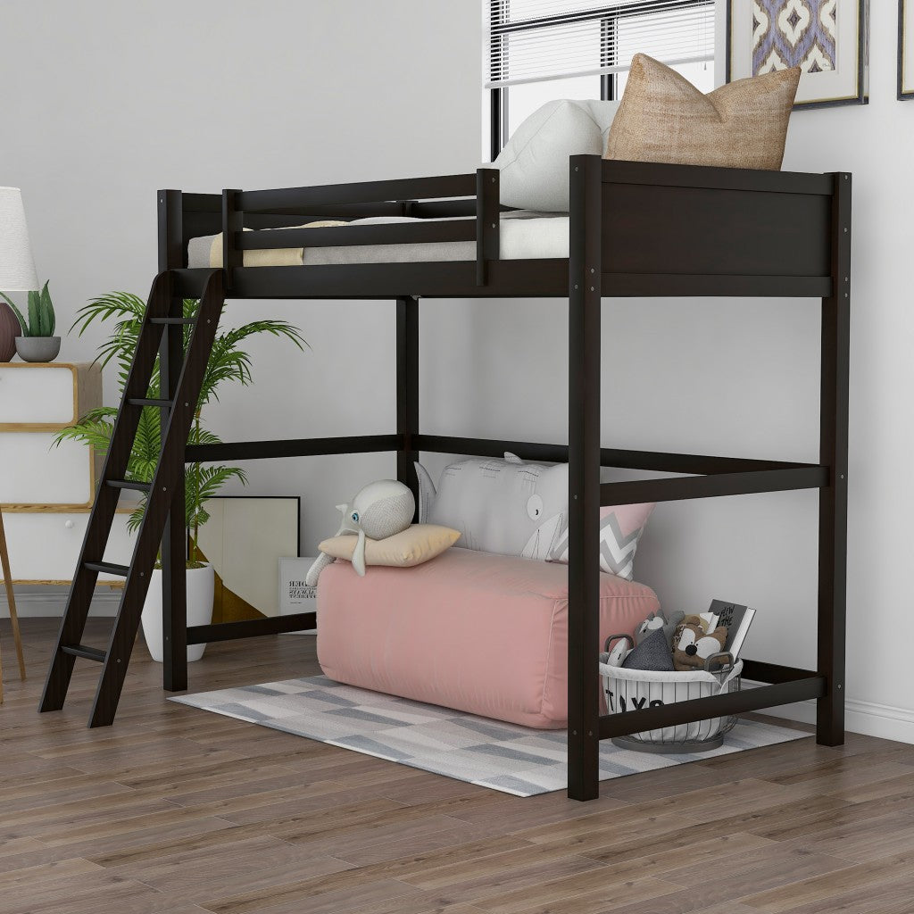 Brown Twin Size Hight Loft Bed By Homeroots | Beds | Modishstore