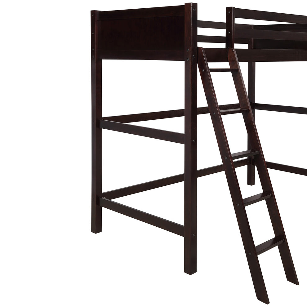 Brown Twin Size Hight Loft Bed By Homeroots | Beds | Modishstore - 4