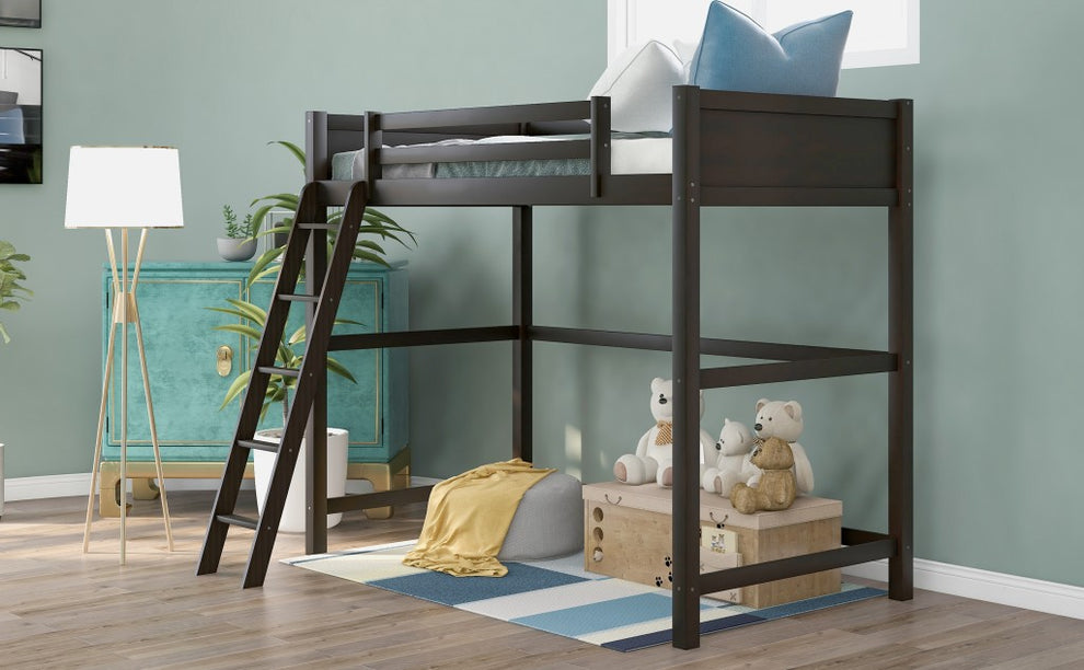 Brown Twin Size Hight Loft Bed By Homeroots | Beds | Modishstore - 5