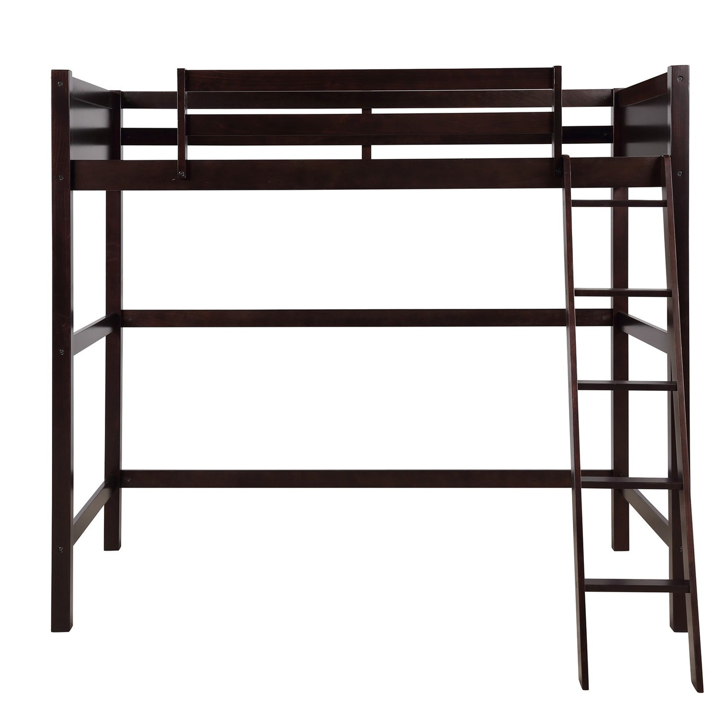 Brown Twin Size Hight Loft Bed By Homeroots | Beds | Modishstore - 9