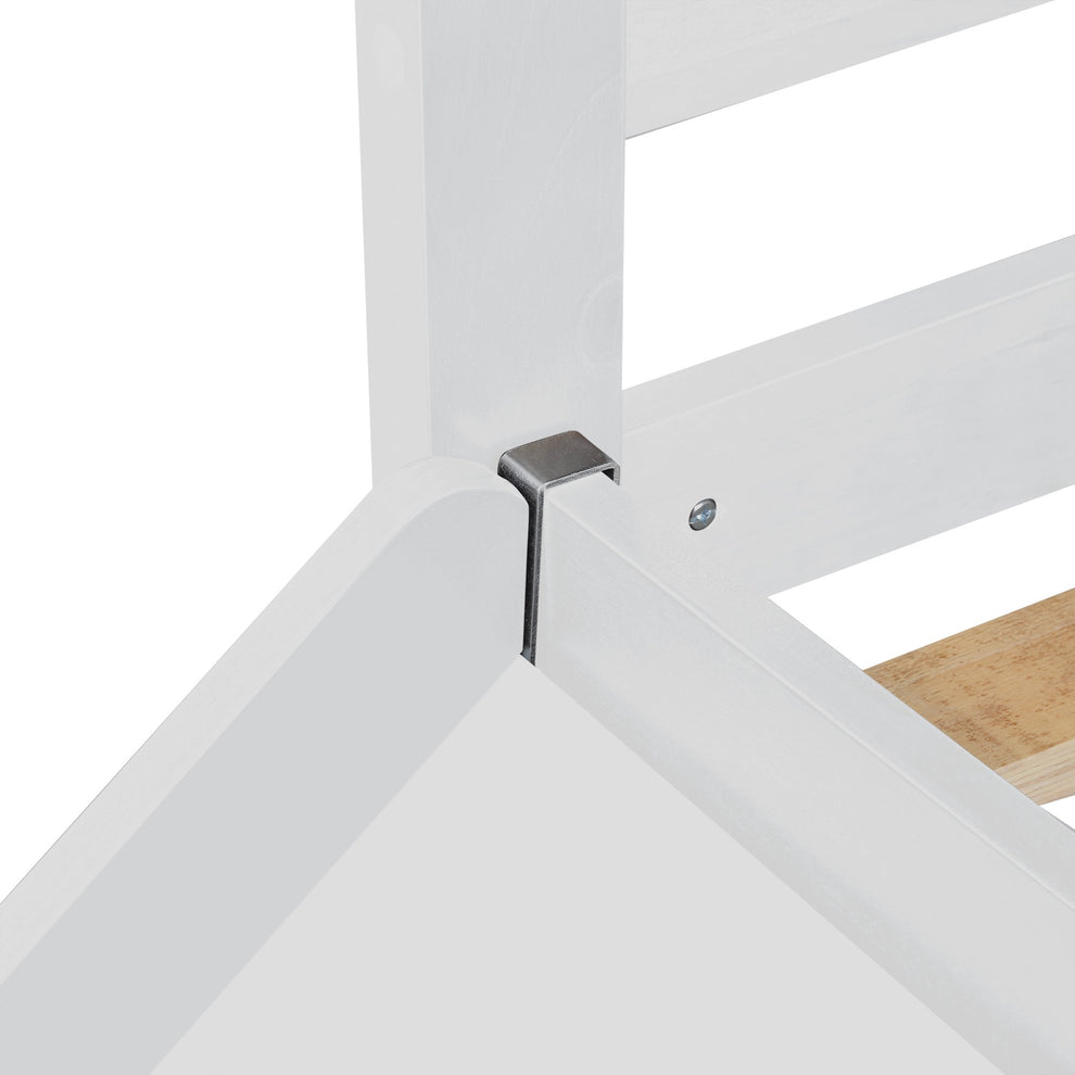 White Low Loft Bed With Slide By Homeroots | Beds | Modishstore - 6