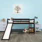Brown Low Loft Bed With Slide By Homeroots | Beds | Modishstore