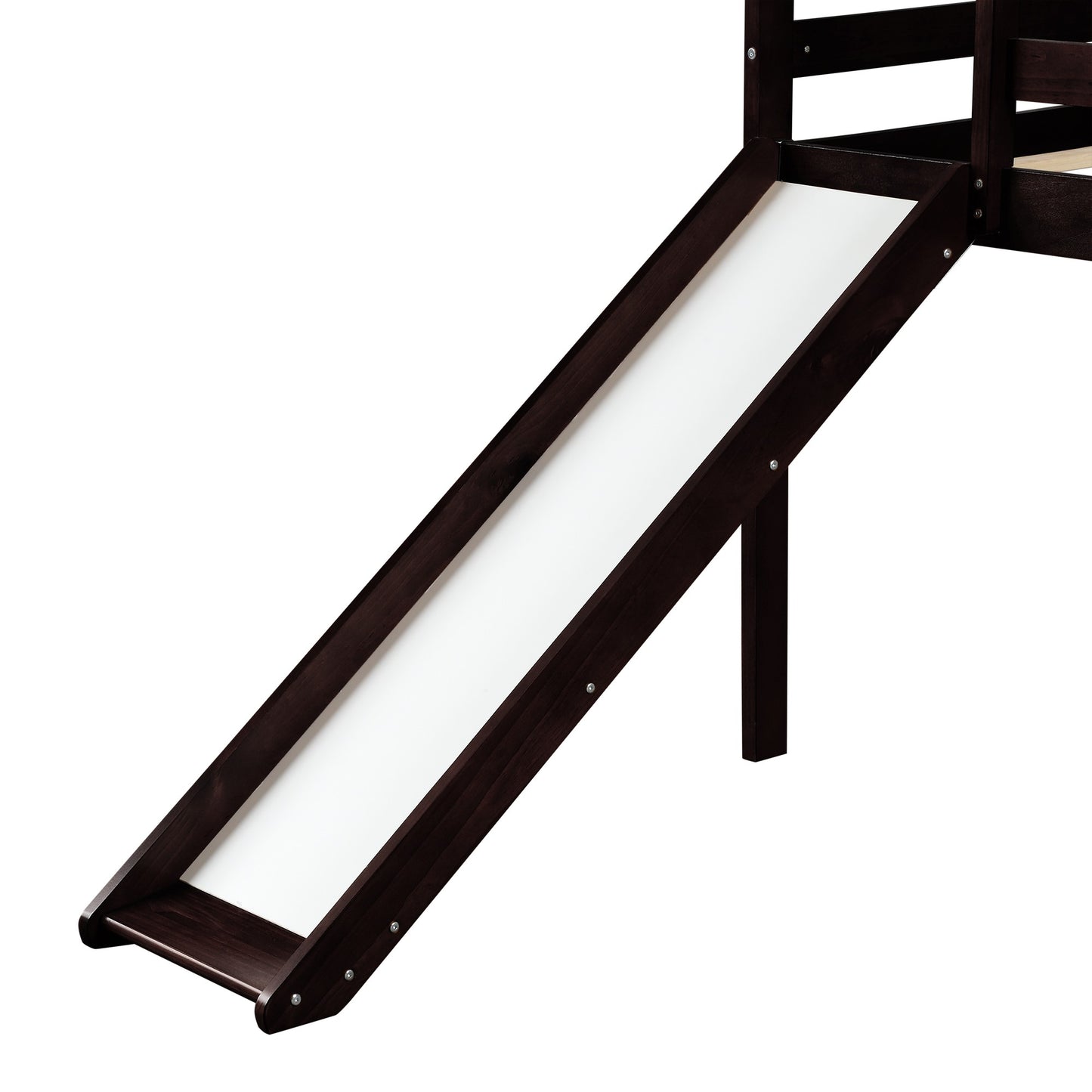 Brown Low Loft Bed With Slide By Homeroots | Beds | Modishstore - 6