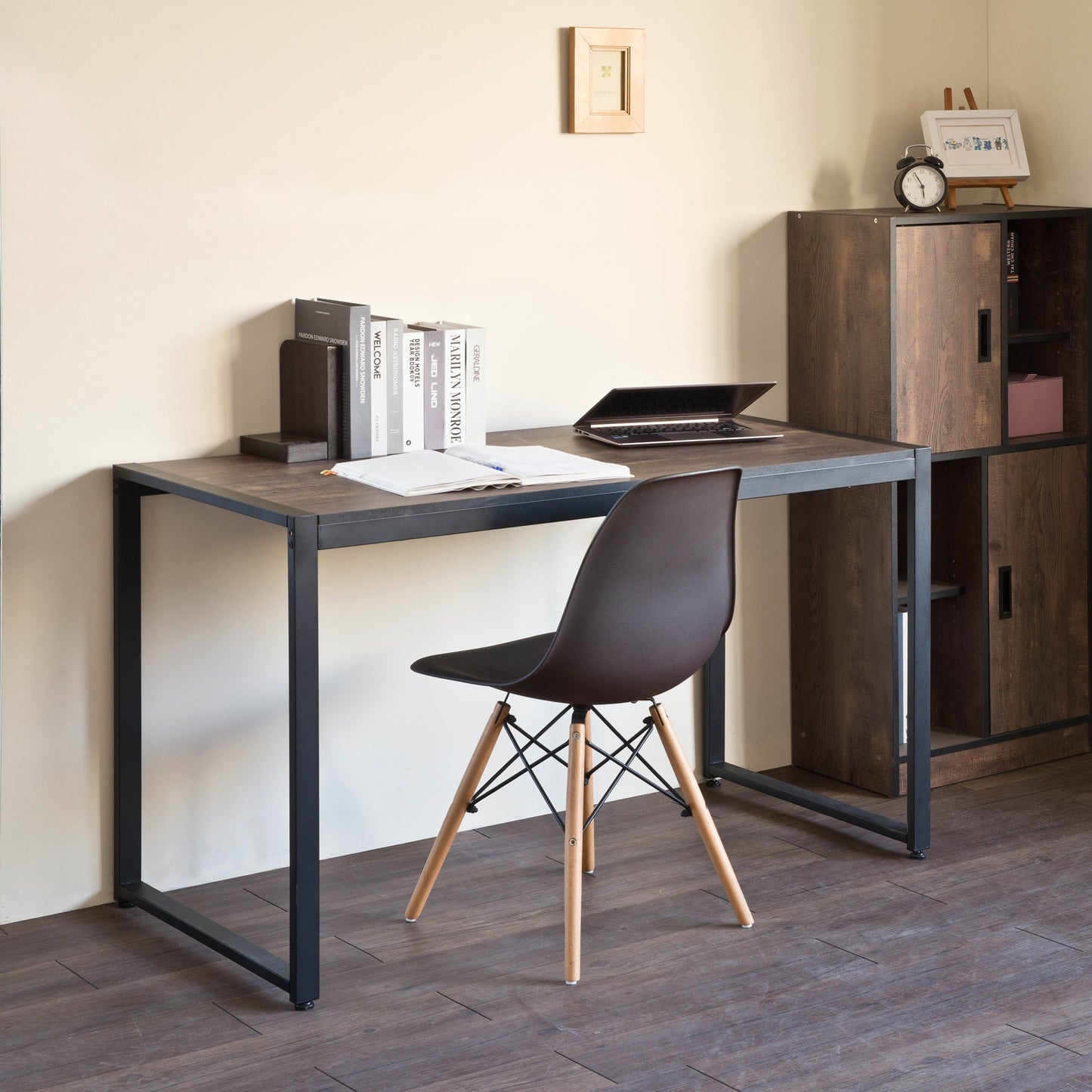 Mod Industrial Black And Walnut Finish Table Desk By Homeroots | Cabinets | Modishstore - 2