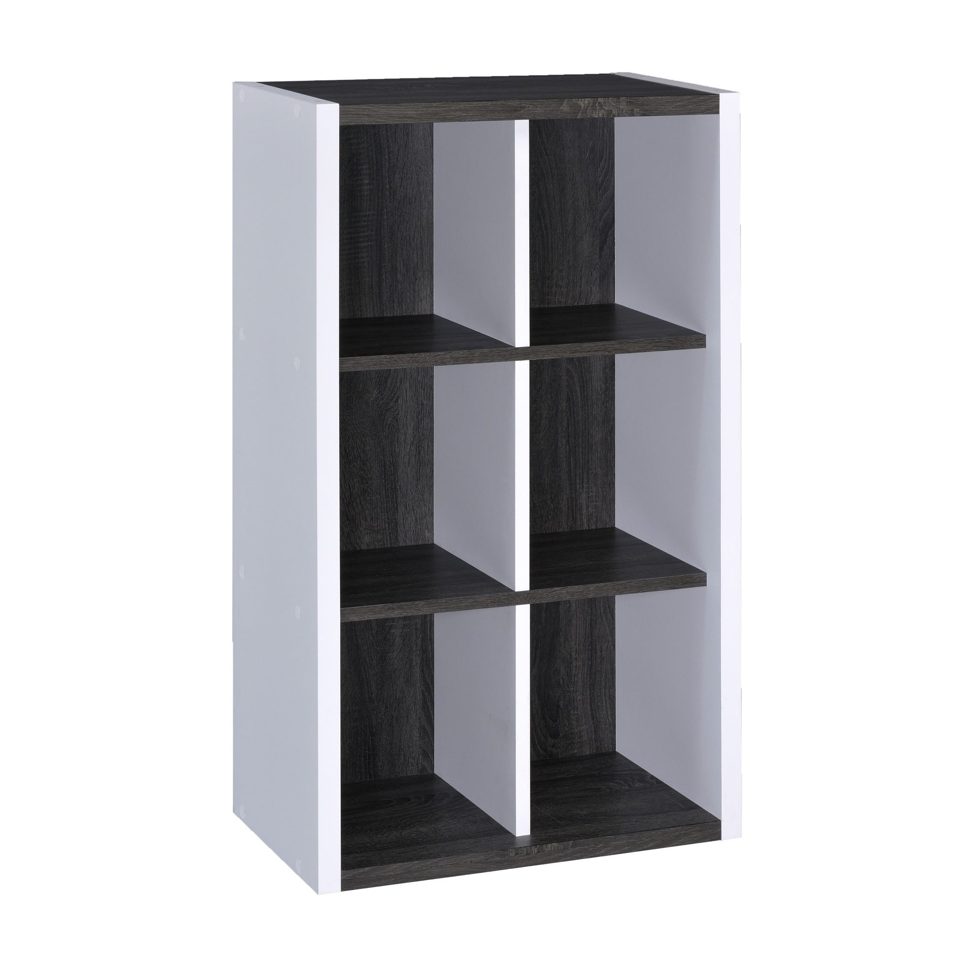 Modern Dark Gray And White Six Cube Storage Bookshelf By Homeroots | Cabinets | Modishstore - 5