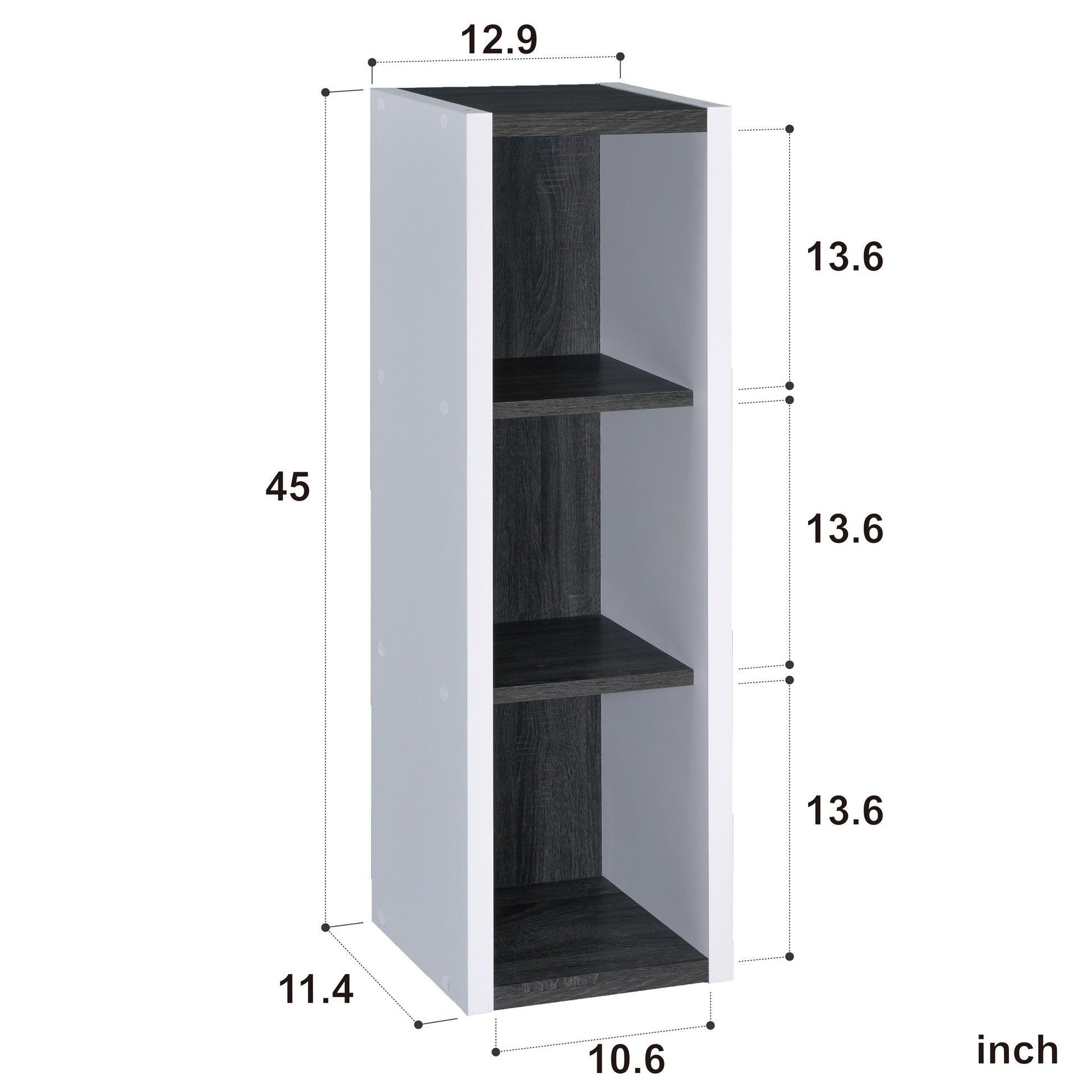 Modern Dark Gray And White Three Cube Storage Bookshelf By Homeroots | Cabinets | Modishstore - 3