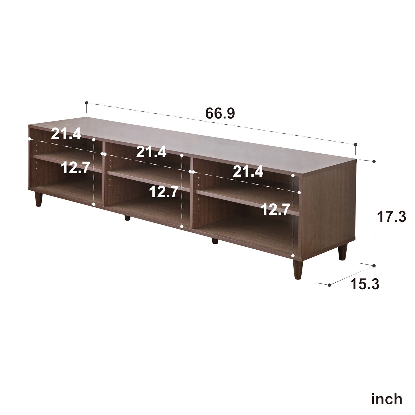 Classic Dark Brown Finish Open Tv Stand By Homeroots | Cabinets | Modishstore - 6