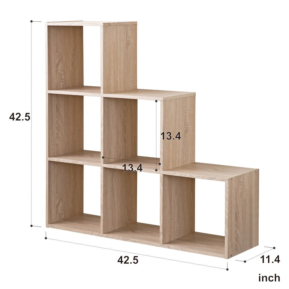 Classic White Finish Six Cubby Stepped Bookcase By Homeroots | Bookcases | Modishstore - 12