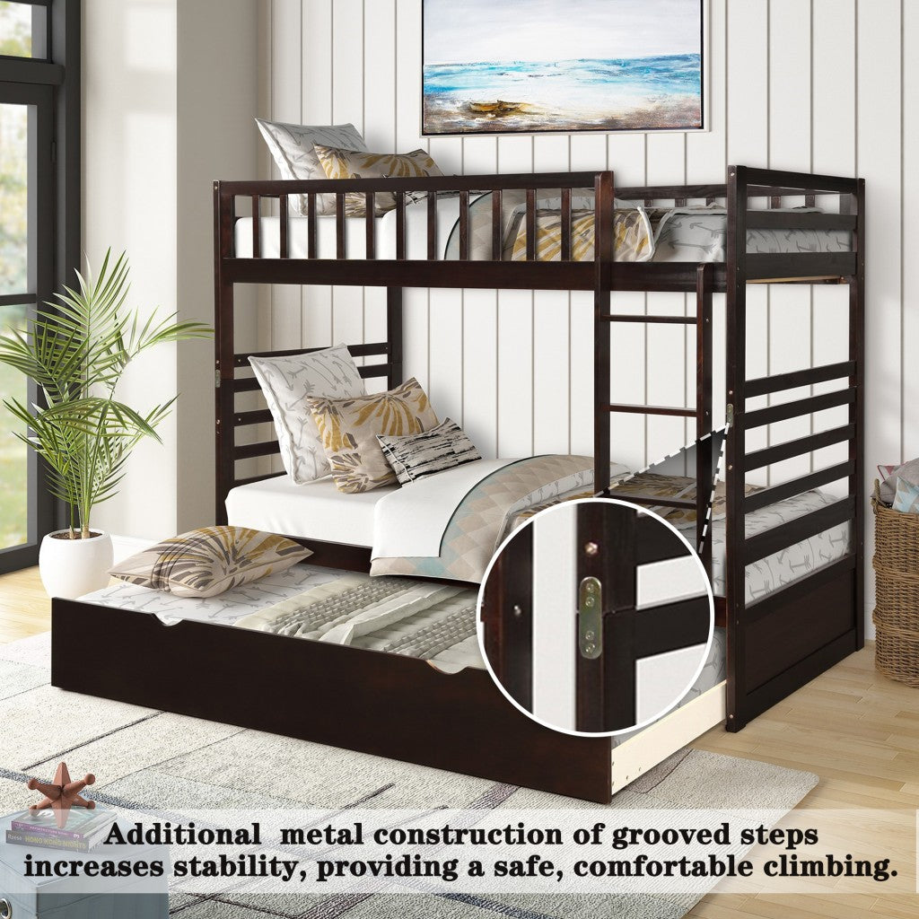 White Twin Over Twin Solid Wood Bunk Bed With Trundle By Homeroots | Beds | Modishstore - 25
