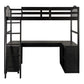 Modern Classic Dark Brown Twin Loft Bed With Book Shelf Desk And Cabinet By Homeroots | Beds | Modishstore - 4