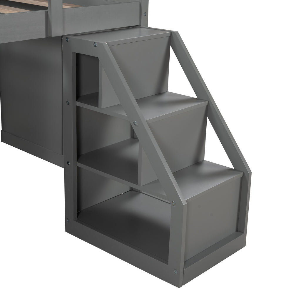 White Twin Size Low Loft Bed With Portable Desk By Homeroots | Beds | Modishstore - 18