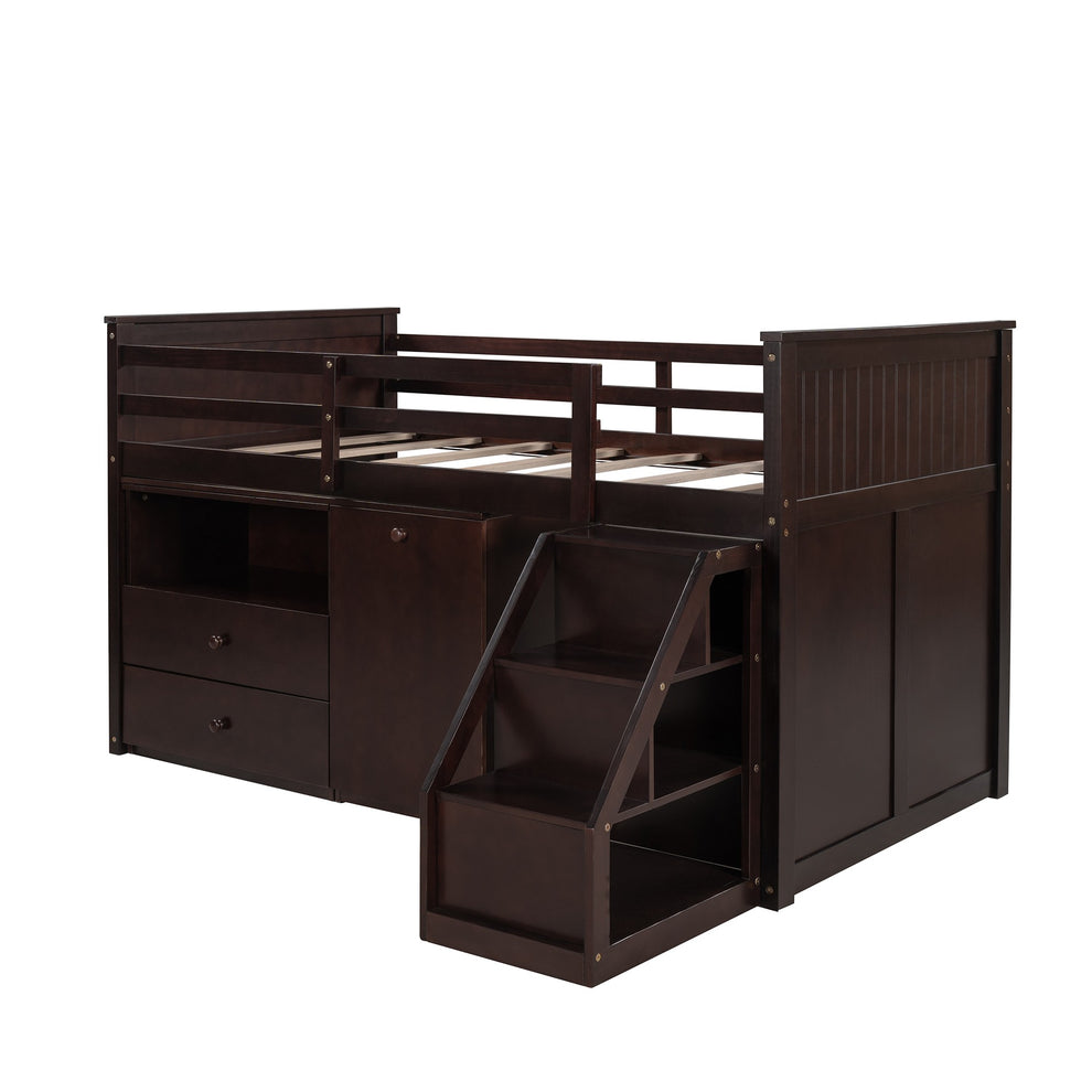 White Twin Size Low Loft Bed With Portable Desk By Homeroots | Beds | Modishstore - 26