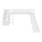 White Twin Size Stairway Loft Bed With Slide By Homeroots | Beds | Modishstore - 4