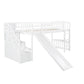 White Twin Size Stairway Loft Bed With Slide By Homeroots | Beds | Modishstore - 5