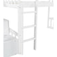 White Twin Size Stairway Loft Bed With Slide By Homeroots | Beds | Modishstore - 8