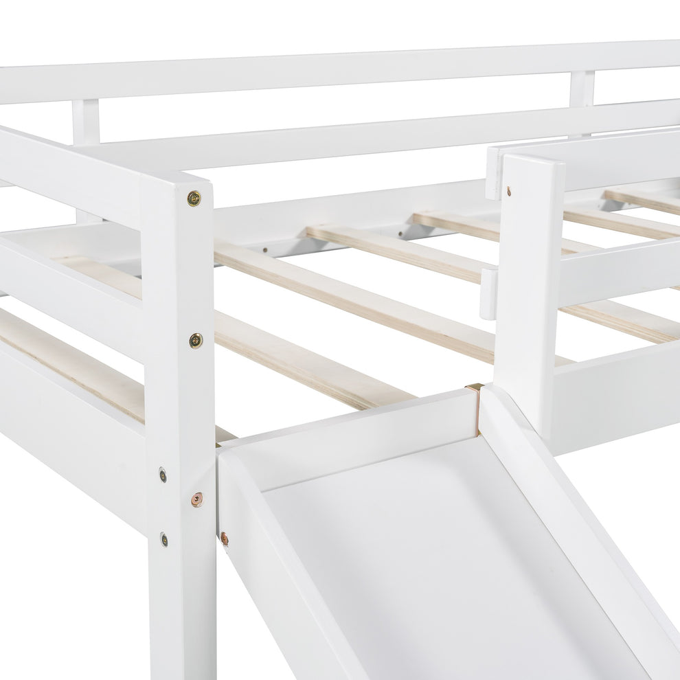 White Twin Loft Bed Bed Chalkboard And Slide By Homeroots | Beds | Modishstore - 6