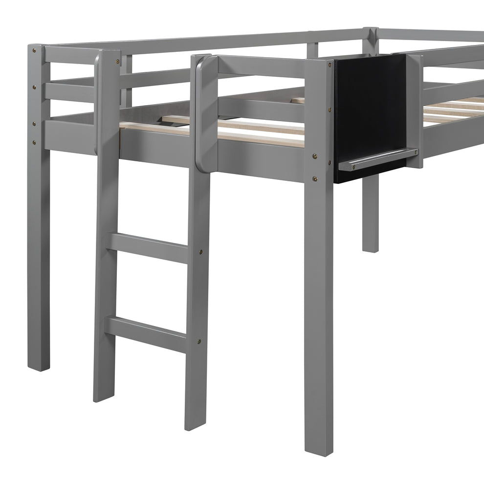 White Twin Loft Bed Bed Chalkboard And Slide By Homeroots | Beds | Modishstore - 14
