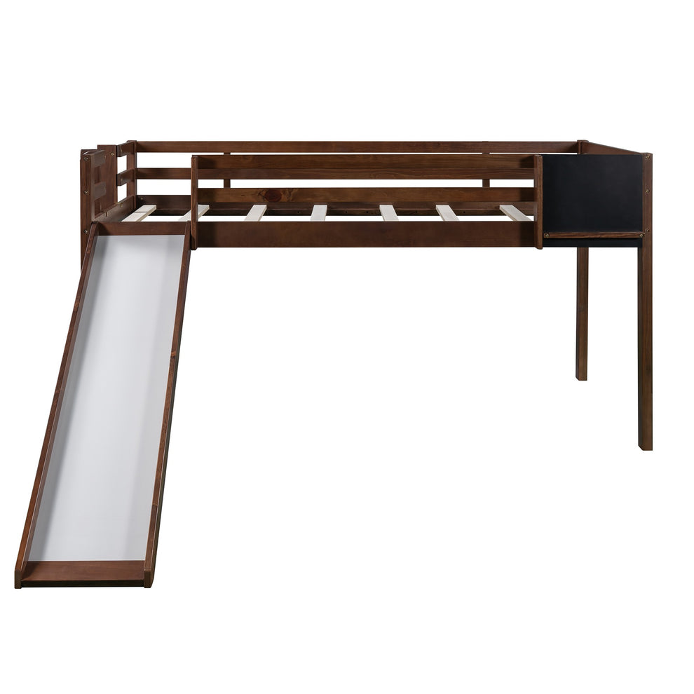 White Twin Loft Bed Bed Chalkboard And Slide By Homeroots | Beds | Modishstore - 24