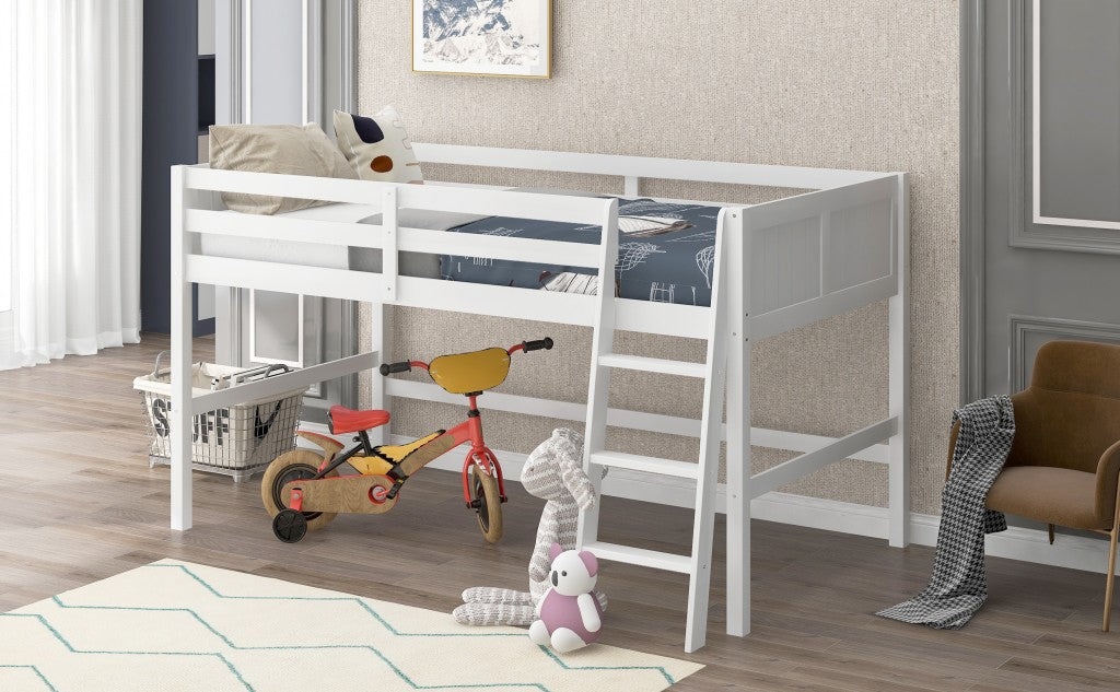 Gray Twin Size Low Loft Bed With Ladder By Homeroots | Beds | Modishstore - 21