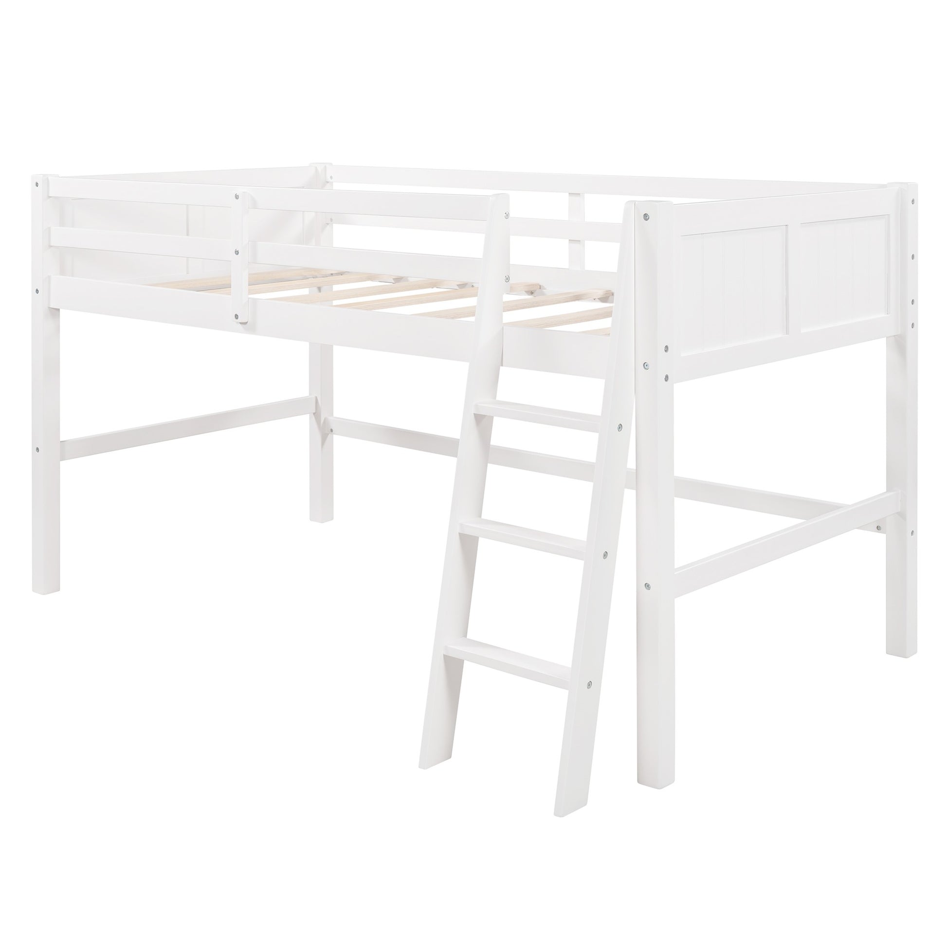 Gray Twin Size Low Loft Bed With Ladder By Homeroots | Beds | Modishstore - 22