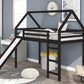 Brown Twin Size Slide House Loft Bed By Homeroots | Beds | Modishstore - 4