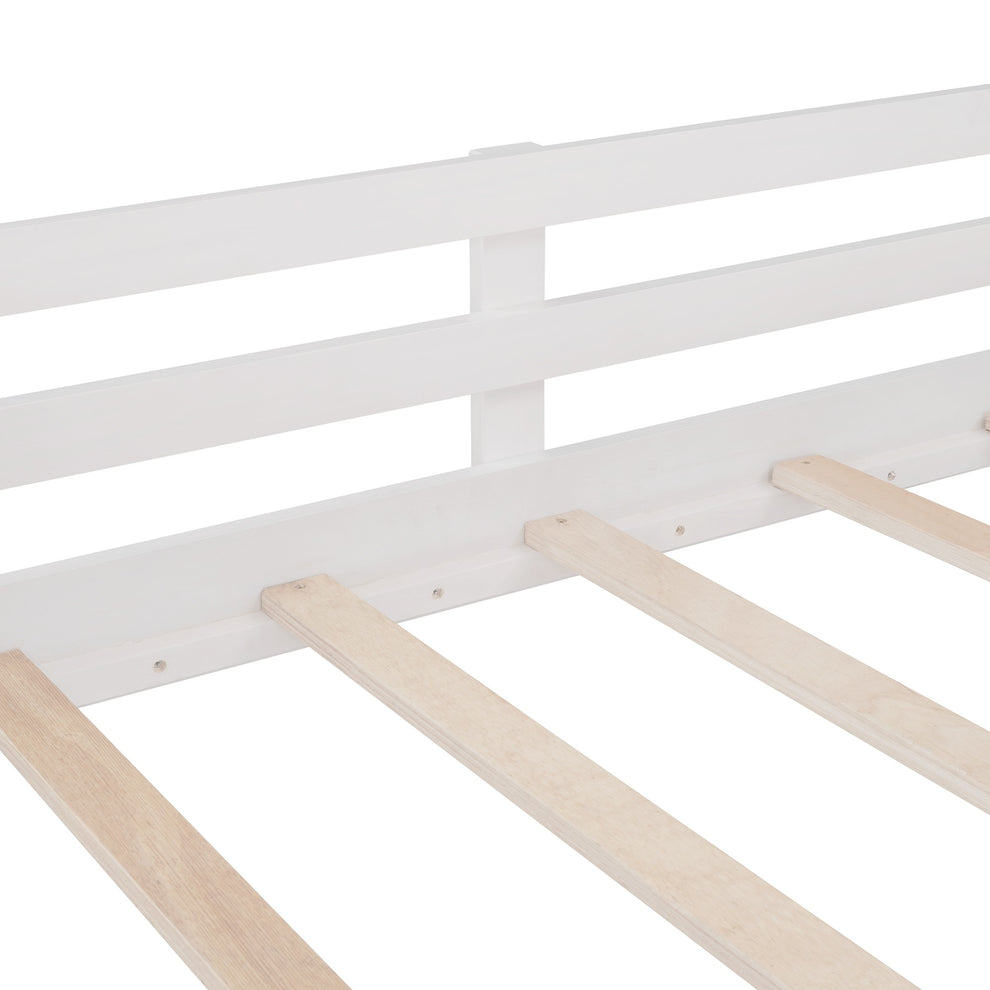 White Twin Size Slide House Loft Bed By Homeroots | Beds | Modishstore - 8