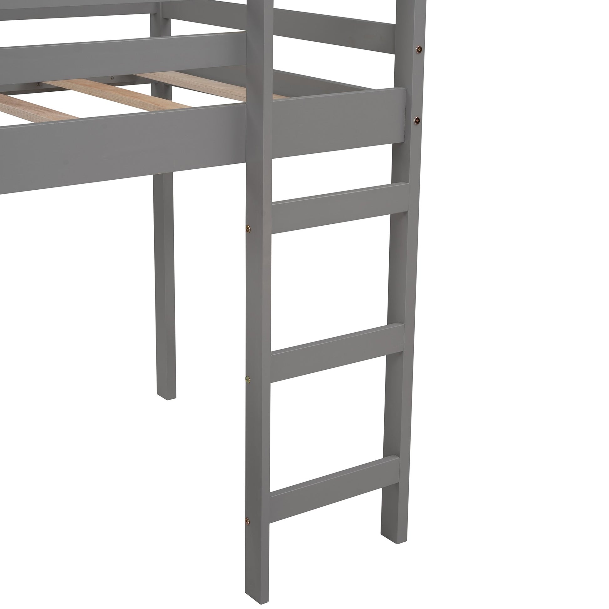 White Twin Size Slide House Loft Bed By Homeroots | Beds | Modishstore - 15