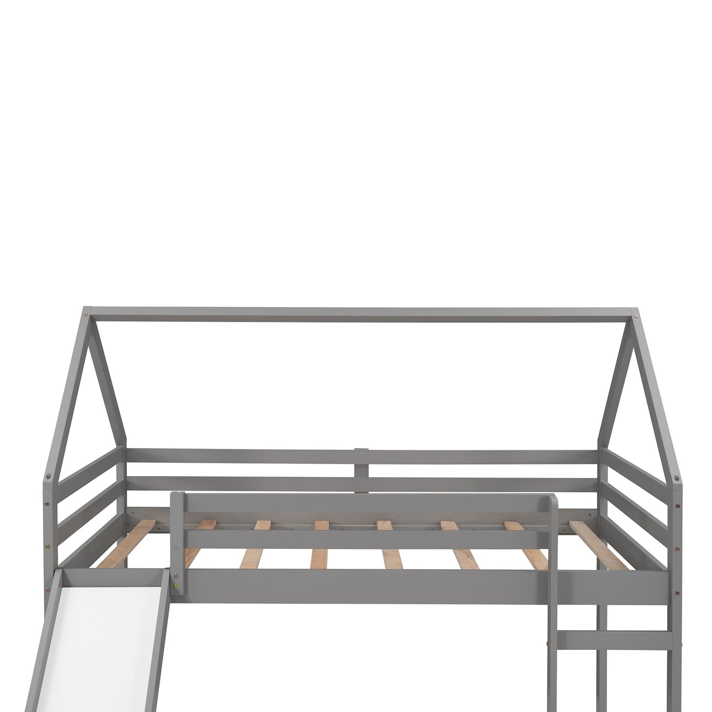 White Twin Size Slide House Loft Bed By Homeroots | Beds | Modishstore - 16