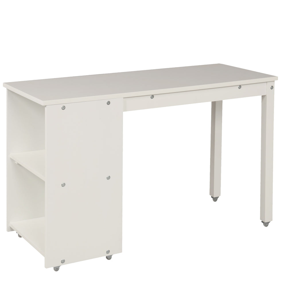 White Low Twin Loft Bed With Cabinet And Desk By Homeroots | Beds | Modishstore - 5