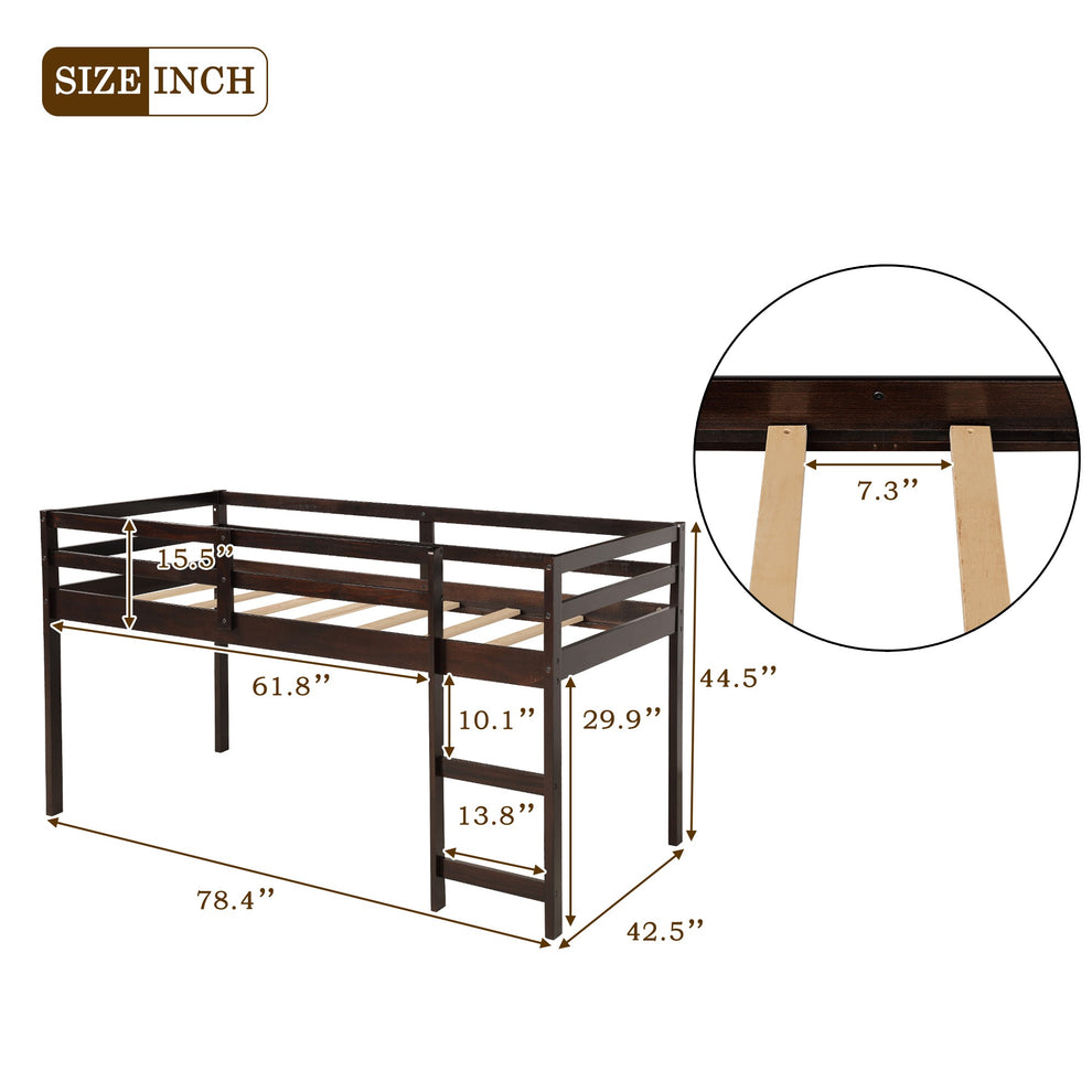 White Low Twin Loft Bed With Cabinet And Desk By Homeroots | Beds | Modishstore - 27