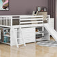 White Twin Loft Bed With Cabinet And Shelves By Homeroots | Beds | Modishstore - 4