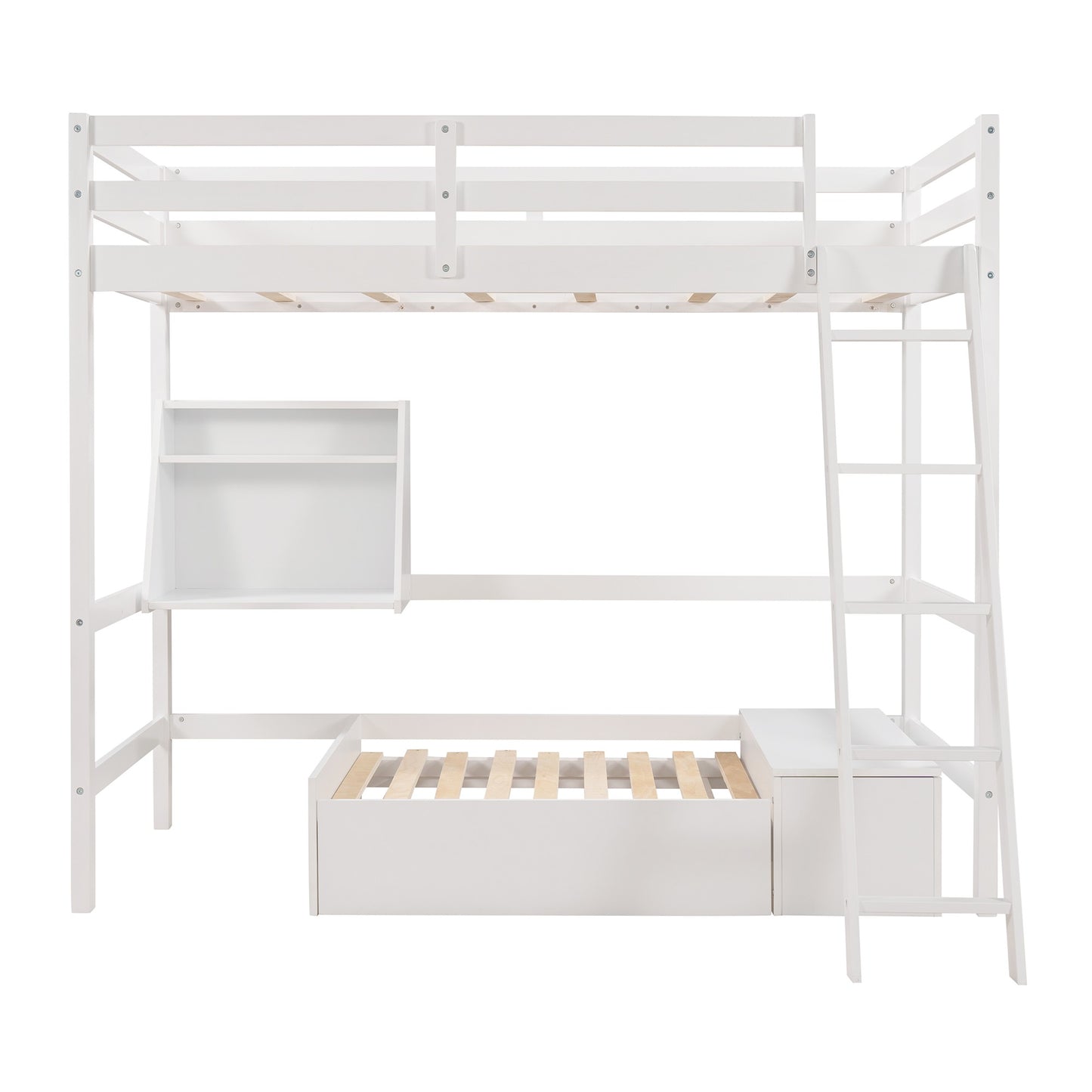 Gray Convertible Twin Over Twin Bunk Bed With Storage By Homeroots | Beds | Modishstore - 15