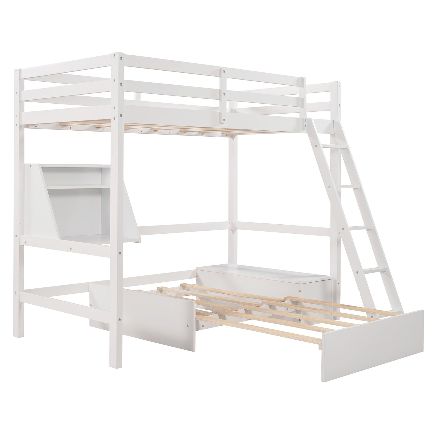 Gray Convertible Twin Over Twin Bunk Bed With Storage By Homeroots | Beds | Modishstore - 17