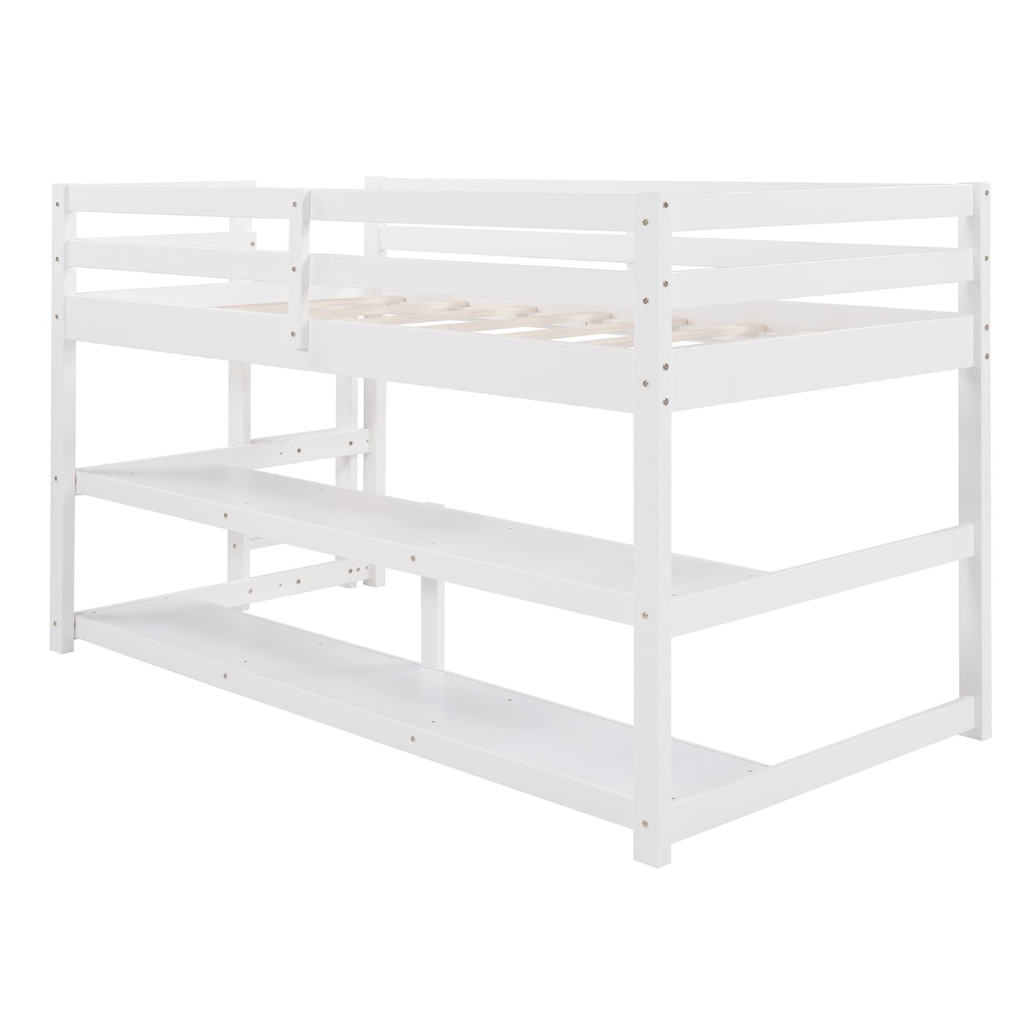 Minimalist Gray Twin Size Loft Bed With Built In Shelves By Homeroots | Beds | Modishstore - 12
