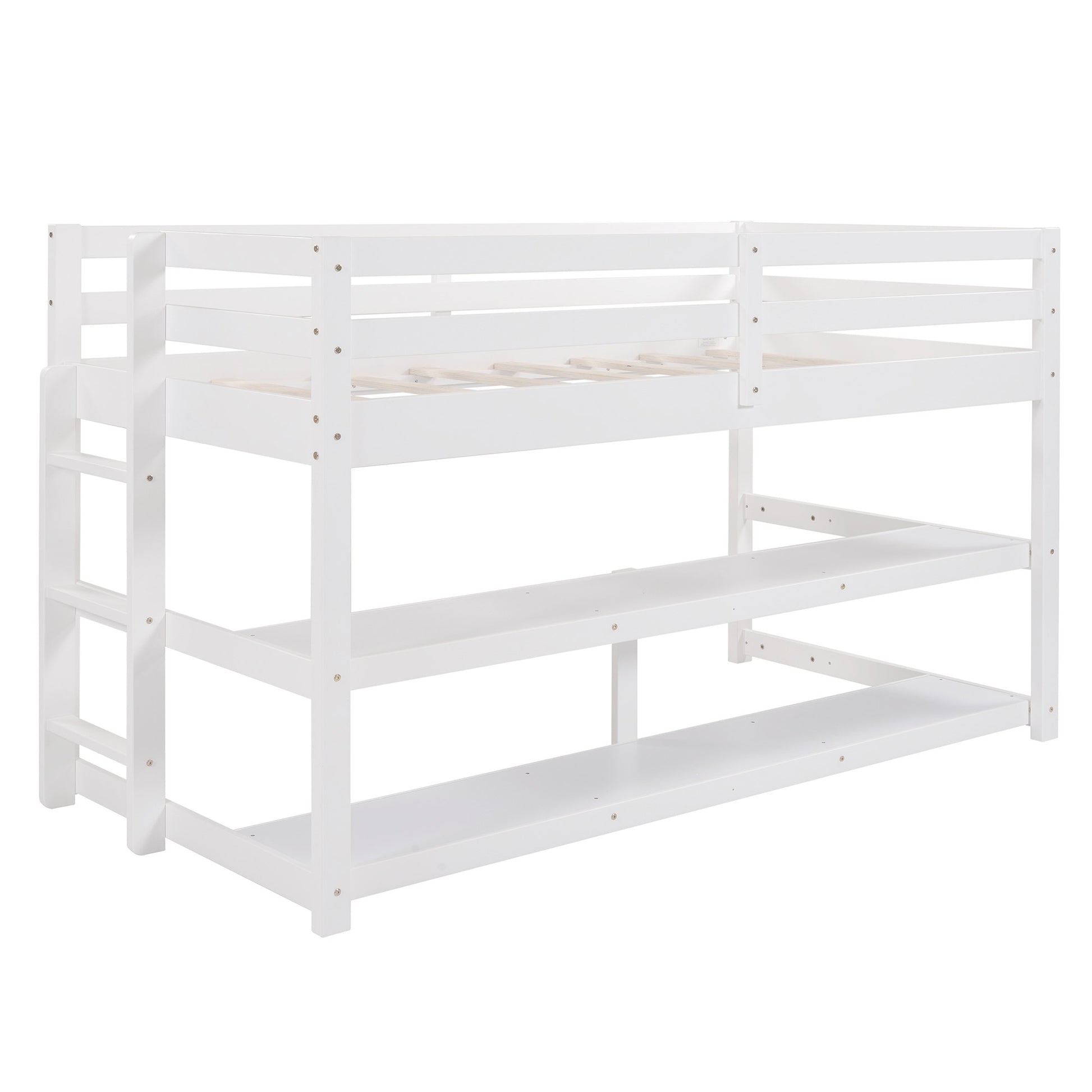 Minimalist Gray Twin Size Loft Bed With Built In Shelves By Homeroots | Beds | Modishstore - 14