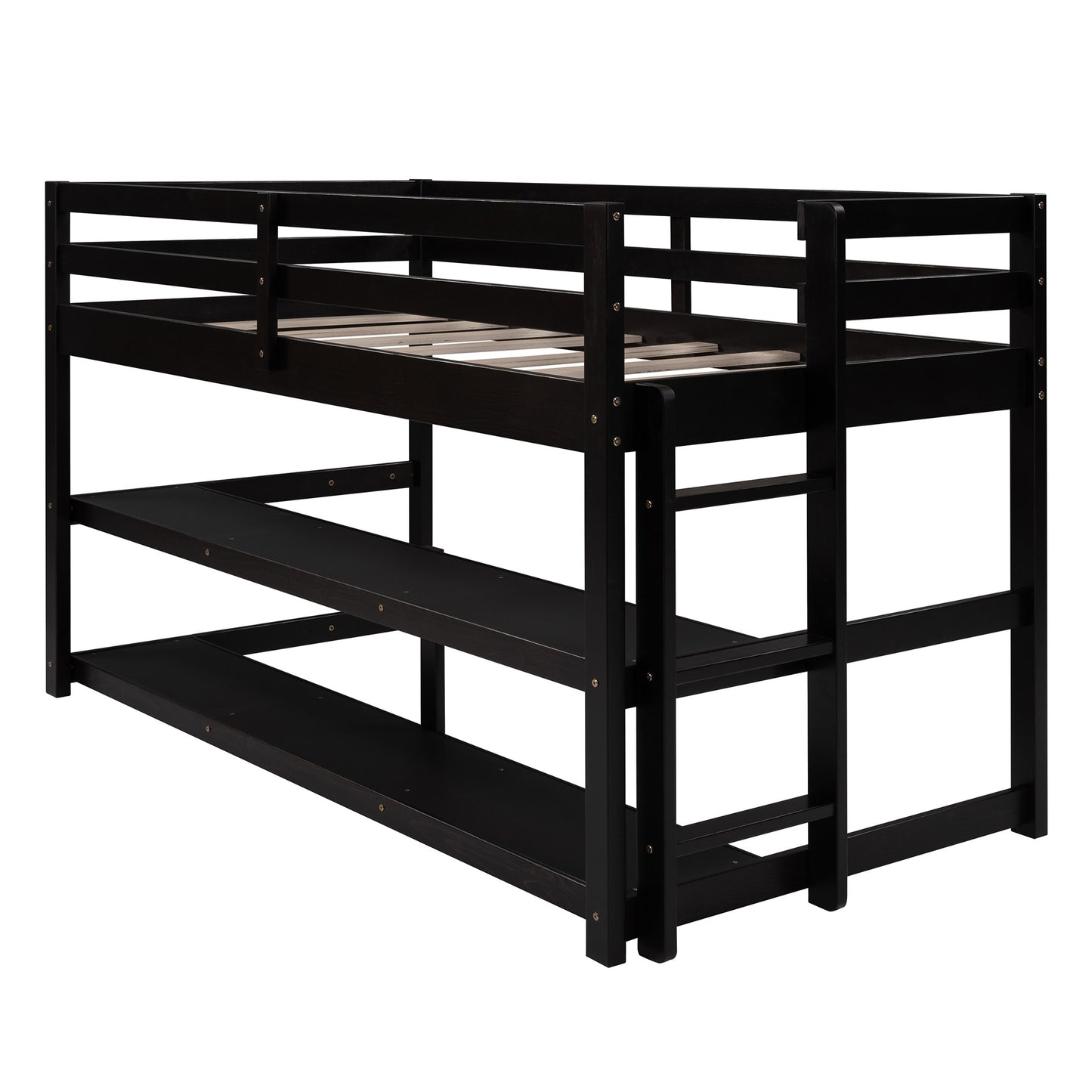 Minimalist Gray Twin Size Loft Bed With Built In Shelves By Homeroots | Beds | Modishstore - 27