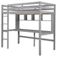 Minimalist Gray Twin Size Loft Bed With Built In Desk And Shelf By Homeroots | Beds | Modishstore - 7