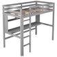 Minimalist Gray Twin Size Loft Bed With Built In Desk And Shelf By Homeroots | Beds | Modishstore - 8