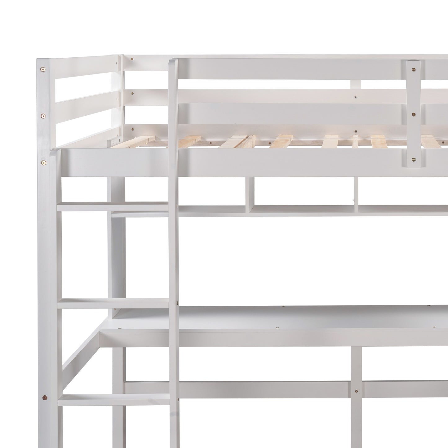 Minimalist Gray Twin Size Loft Bed With Built In Desk And Shelf By Homeroots | Beds | Modishstore - 18