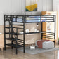 Mod Black Twin Size Metal Loft Bed With Desk And Stairs By Homeroots | Beds | Modishstore